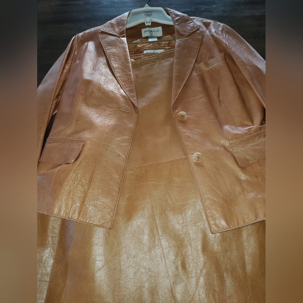 Hugo Buscati Leather Jacket size 8 and matching Leather Full Length Skirt size 6 - Picture 4 of 9